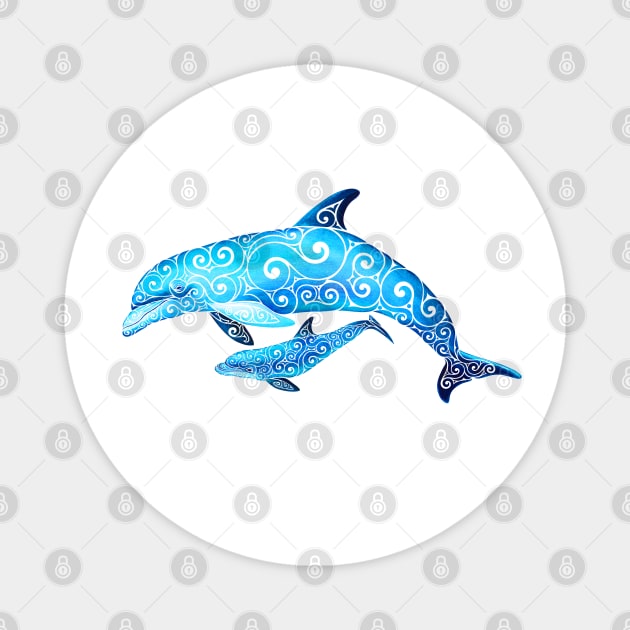 Swirly Dolphin Family Magnet by VectorInk